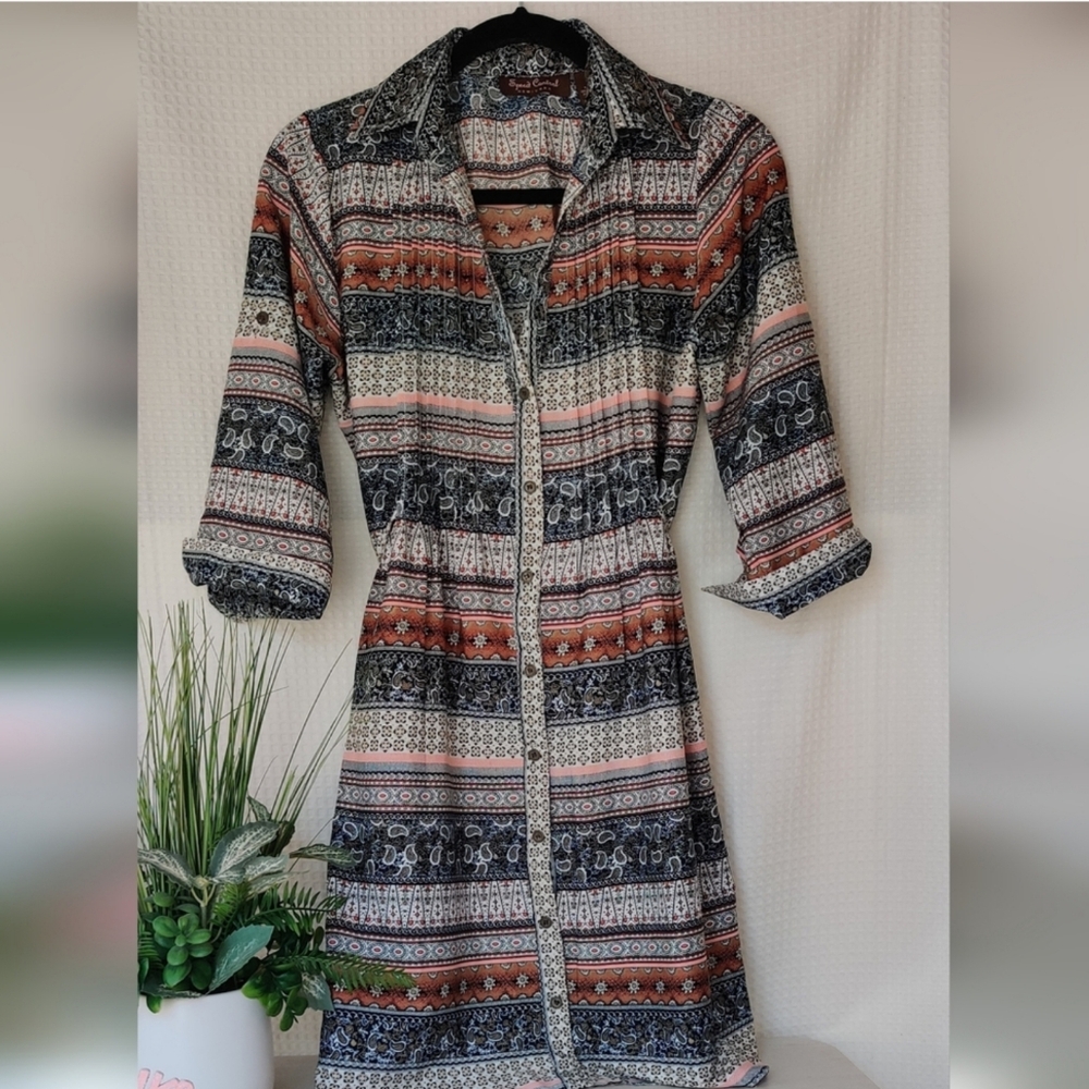 Speed Control New York Women's Multi-Color Shirt Dress Size L